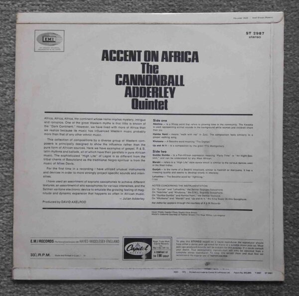 Cannonball Adderley Quintet: Accent On Africa | Vinyl LP, Capitol