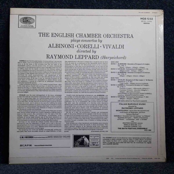 Albinoni, Corelli & Vivaldi: Concertos - English CO, Leppard | Vinyl LP, HMV