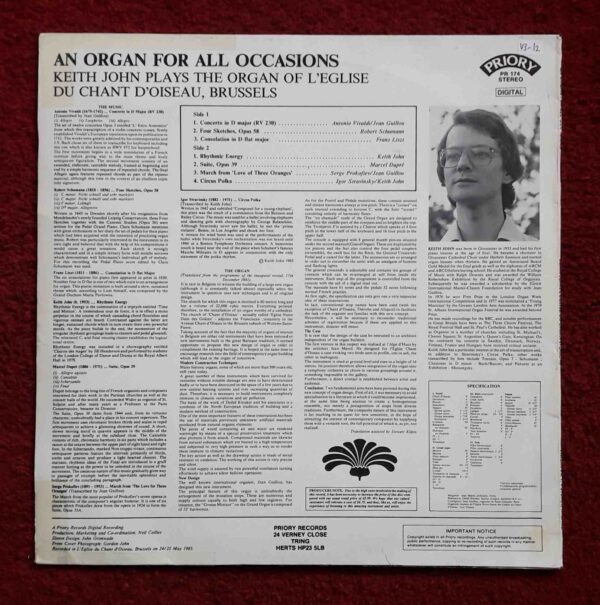 Various: An Organ For All Occasions - Keith John - Organ of L'Eglise Du Chant D'Oiseau, Brussels | Vinyl LP, Priory