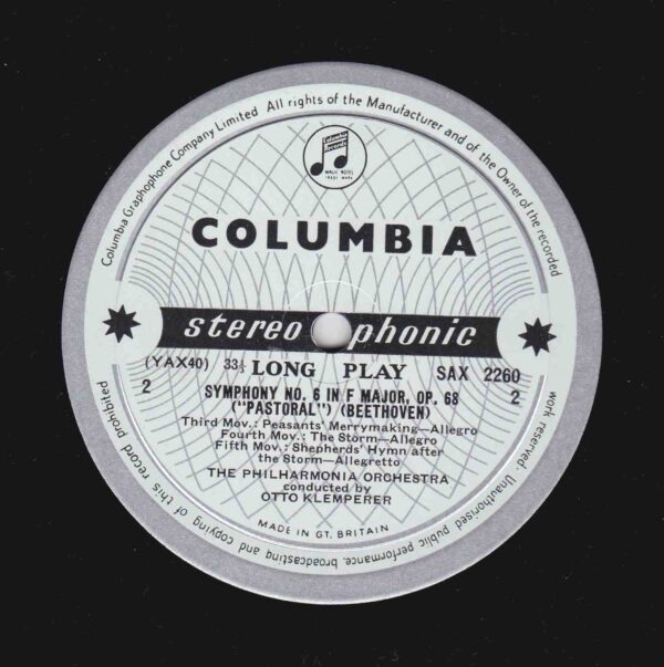 Beethoven: Symphony No.6 in F. Major, Op.68 "Pastoral" - Philharminonia Orch, Klemperer | Vinyl LP, Columbia