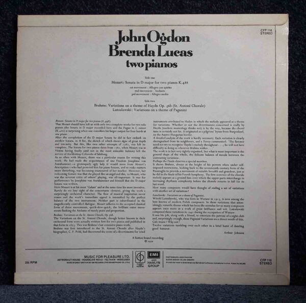 Mozart, Brahms & Lutoslawski: Two Pianos - John Ogdon & Brenda Lucas | Vinyl LP, Classics For Pleasure