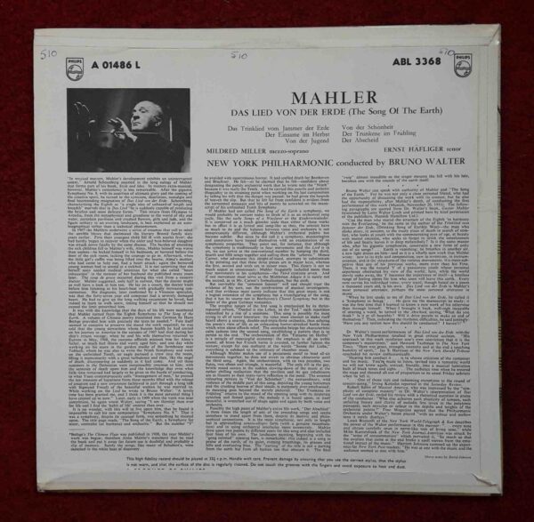 Mahler: Das Lied Von Der Erde - Mildred Miller, Ernst Hafliger, New York PO, Walter | Vinyl LP, Philips