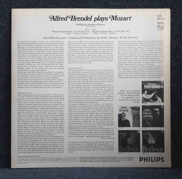 Mozart: Piano Concertos Nos. 12 & 17, K.414 & K.453 - Alfred Brendel, Academy of St. Martin in the Fields, Marriner | Vinyl LP, Philips