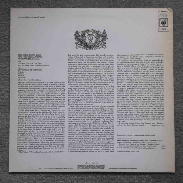 Ravel: Boulez Conducts Ravel - Le Tombeau de Couperin, Valses Nobles etc - New York Philharmonic, Boulez | Vinyl LP, CBS