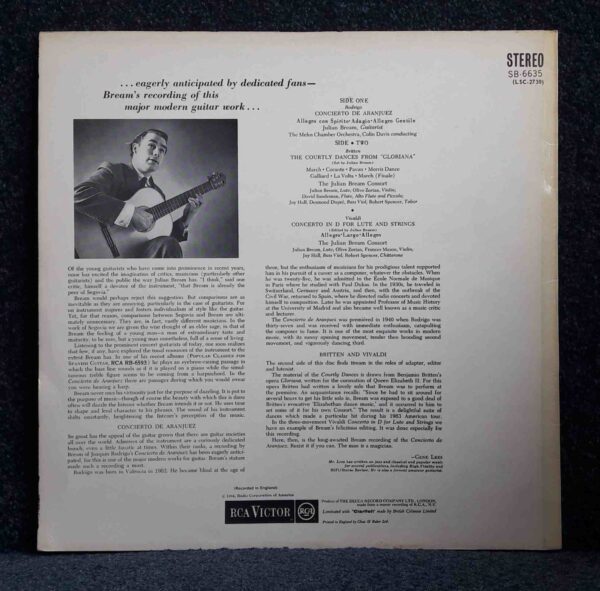 Rodrigo, Vivaldi & Britten: Concierto de Aranjuez; Concerto for Lute; Courtly Dances etc - Julian Bream, Melos CO, Colin Davis, Julian Bream Consort | Vinyl LP, RCA