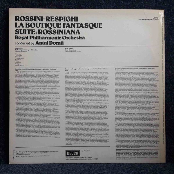Rossini-Respighi: La Boutique Fantasque; Rossiniana- Suite - Royal PO, Dorati | Vinyl LP, Decca Jubilee