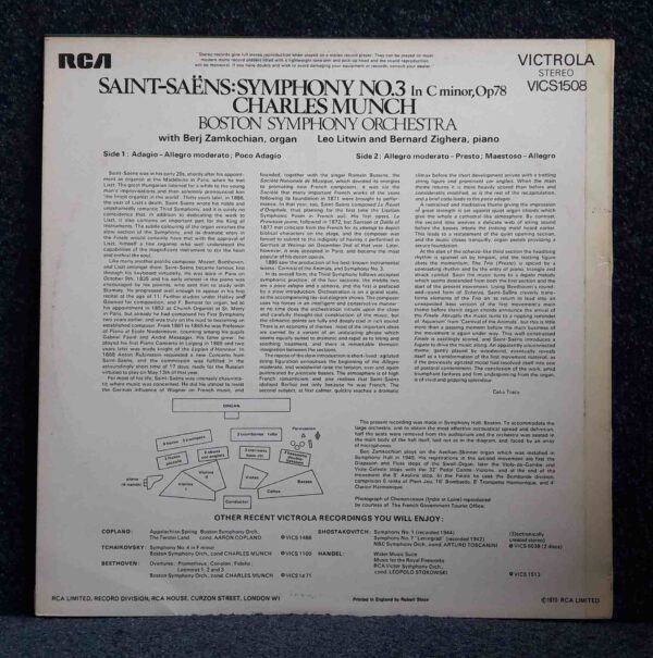 Saint-Saens: Symphony No.3 - Boston SO, Munch | Vinyl LP, RCA