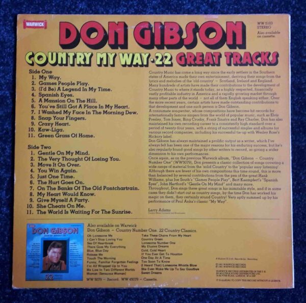 Don Gibson: Country My Way | Vinyl LP, Warwick