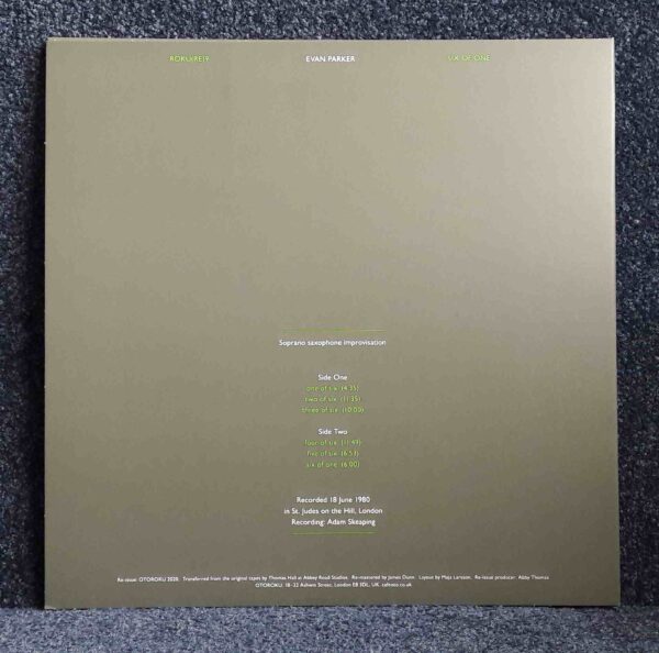 Evan Parker: Six Of One | Vinyl LP, Otoroku