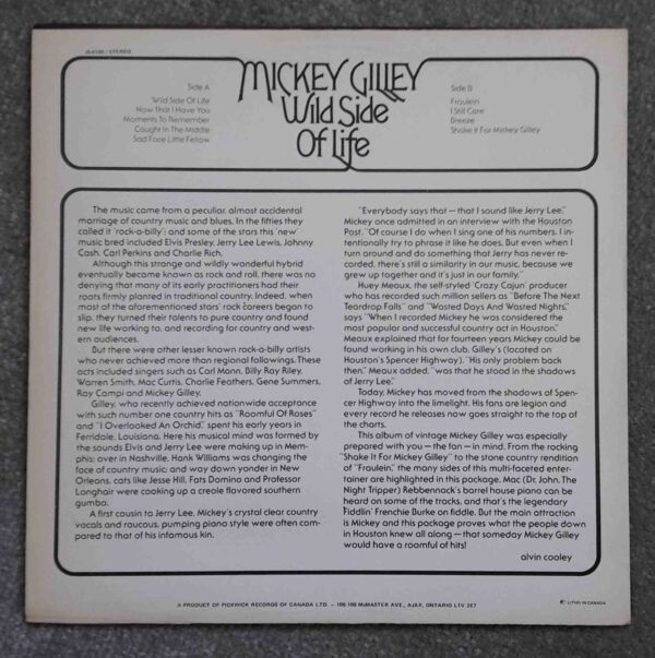 Mickey Gilley: Wild Side Of Life | Vinyl LP, Pickwick Records
