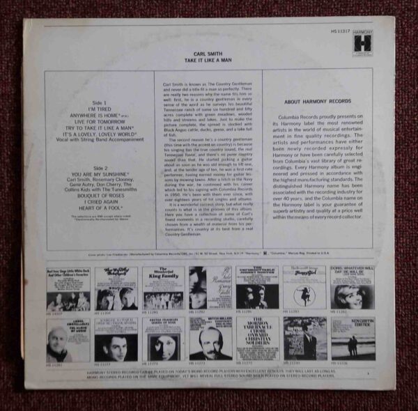 Carl Smith: Take It Like A Man | Vinyl LP, Harmony