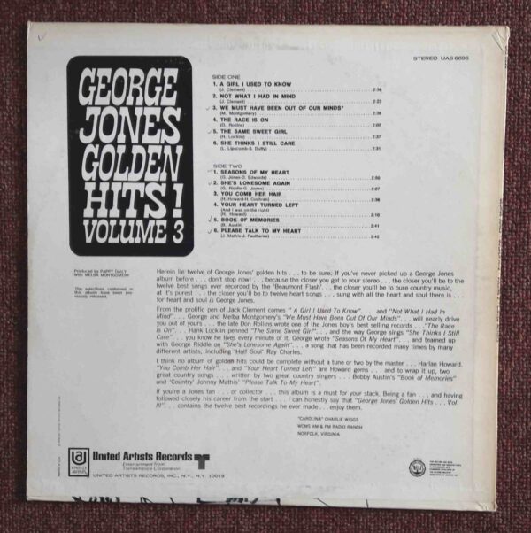 George Jones: Golden Hits, Volume 3 | Vinyl LP, United Artists