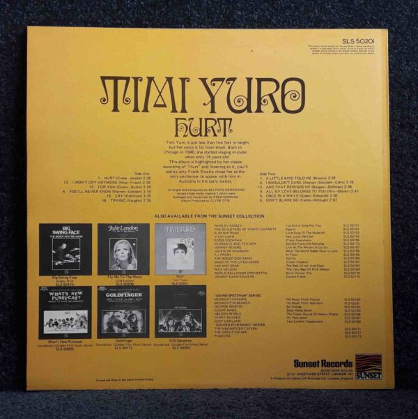 Timi Yuro: Hurt | Vinyl LP, Sunset